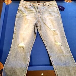 Distressed pants Crop Straight plus size 20 Jeans wear w boots heels party new